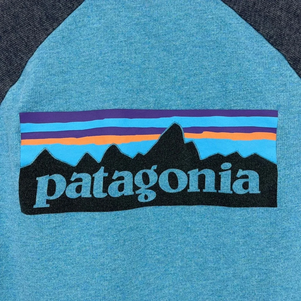 Patagonia Mens Blue Raglan Organic Cotton Fitz Roy Logo Sweatshirt STY39485 M